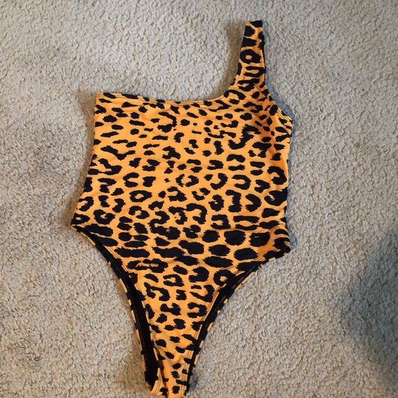 one shoulder leopard print one piece tank swim body suit - Picture 5 of 12